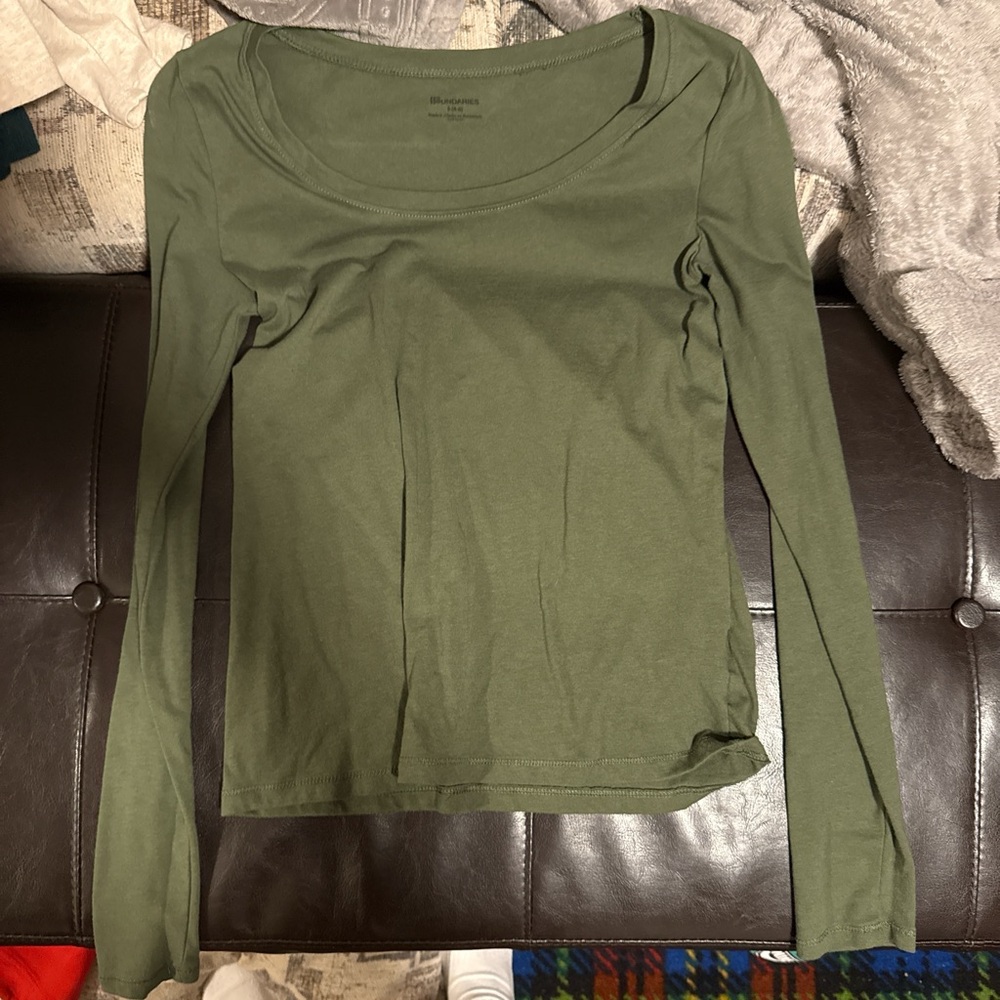 No Boundaries Forest Green Long Sleeve Blouse